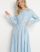 unigirl Rochie din vâscoză albastră decorată cu centură și nasturi Ronitte