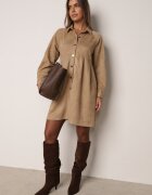 unigirl Rochie din velur cu croială de cămașă și nasturi decorativi Aplenia Bej