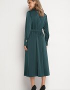 unigirl Rochie Evazată Verde cu croi de cămașă cu imitație de buzunare și elastic în talie Rizza