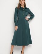 unigirl Rochie Evazată Verde cu croi de cămașă cu imitație de buzunare și elastic în talie Rizza