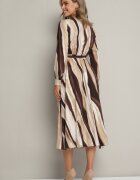 unigirl Rochie Maro cu model abstract cu croială tip cămașă lungă cu elastic și cordon în talie Neriae