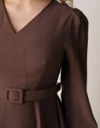 unigirl Rochie Maro din Viscoză cu Croială Cloș cu Cordon cu Cataramă Arilesse