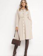 unigirl Rochie midi bej cu elastic în talie și curea suplimentară cu cataramă Zawadi
