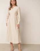 unigirl Rochie minimalistă din vâscoză evazată cu tip cravată Ampia Bej