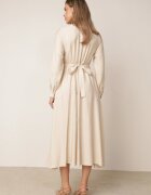 unigirl Rochie minimalistă din vâscoză evazată cu tip cravată Ampia Bej