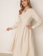 unigirl Rochie minimalistă din vâscoză evazată cu tip cravată Ampia Bej