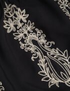 unigirl Rochie neagră brodată cambrată din bumbac decorată cu fir argintiu și elastice Ellofia