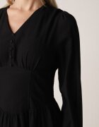 unigirl Rochie Neagră cu Vâscoză cu Talie tip corset și Mâneci bufante Aniste