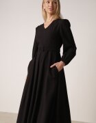 unigirl Rochie Neagră de Viscoză cu Croială Cloș cu Curea cu Cataramă Arilesse