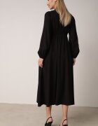 unigirl Rochie Neagră de Viscoză Plisată cu Cordon Asorrise