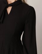 unigirl Rochie Neagră de Viscoză Plisată cu Cordon Asorrise