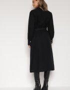 unigirl Rochie neagră din vâscoză cu croială tip cămașă cu cordon cu cataramă și buzunare Lisavianna