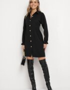 unigirl Rochie Neagră Lejeră Tip Cămașă Momessa