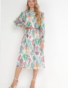 unigirl Rochie Plisată Midi Verde cu Curea Hyacida