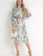 unigirl Rochie Plisată Midi Verde cu Curea Hyacida