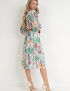unigirl Rochie Plisată Midi Verde cu Curea Hyacida