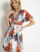 unigirl Rochie Portocalie cu Viscoză și Decolteu Petrecut Soledia