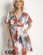 unigirl Rochie Portocalie cu Viscoză și Decolteu Petrecut Soledia