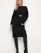 unigirl Rochie pulover Neagră cu Viscoză și Broșă Tinarrea