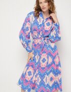 unigirl Rochie tip cămașă Albastru-Roz Midi cu model etno și cordon Mithera