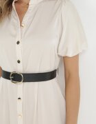 unigirl Rochie tip cămașă Bej Midi cu Volan și Curea cu Cataramă Cadyjane