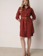 unigirl Rochie tip cămașă Bordeaux cu mâneci reglabile și curea în talie Esarivia
