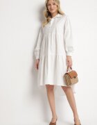 unigirl Rochie tip cămașă din bumbac albă cu croi evazat Olenias