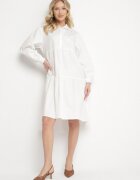 unigirl Rochie tip cămașă din bumbac albă cu croi evazat Olenias