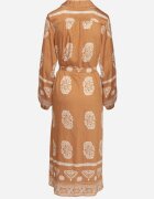 unigirl Rochie tip cămașă Maro deschis Decorată cu model ornamental și cordon legat Roriola