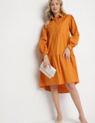 unigirl Rochie tip cămașă Portocalie Din bumbac Cu croi evazat Olenias
