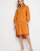 unigirl Rochie tip cămașă Portocalie Din bumbac Cu croi evazat Olenias