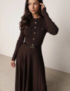 unigirl Rochie tricotată cu vâscoză nasturi și dungi Dralia Maro
