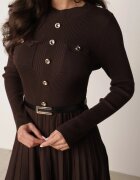unigirl Rochie tricotată cu vâscoză nasturi și dungi Dralia Maro
