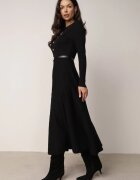unigirl Rochie tricotată cu vâscoză nasturi și dungi Dralia Neagră