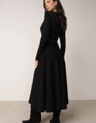 unigirl Rochie tricotată cu vâscoză nasturi și dungi Dralia Neagră