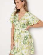 unigirl Rochie Verde cu Decolteu Petrecut cu Viscoză cu Flori Sovedia