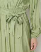 unigirl Rochie Verde cu Vâscoză cu o Croială Evazată cu Legătură și Broderie Velvania