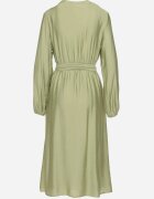 unigirl Rochie Verde cu Vâscoză cu o Croială Evazată cu Legătură și Broderie Velvania
