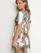 unigirl Rochie Verde cu Viscoză și Decolteu Petrecut Soledia