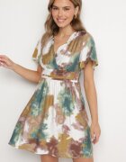 unigirl Rochie Verde cu Viscoză și Decolteu Petrecut Soledia