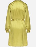 unigirl Rochie Verde De Satin Tip Cămașă cu Centură și Pietre Decorative Poledia