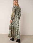 unigirl Rochie Verde în Stil Boho cu Croi Evazat și Mâneci Bufante Ertiana