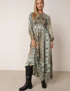 unigirl Rochie Verde în Stil Boho cu Croi Evazat și Mâneci Bufante Ertiana