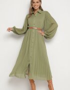unigirl Rochie Verde Plisată cu croială tip cămașă cu curea suplimentară Mialessa