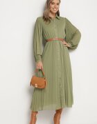 unigirl Rochie Verde Plisată cu croială tip cămașă cu curea suplimentară Mialessa