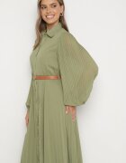 unigirl Rochie Verde Plisată cu croială tip cămașă cu curea suplimentară Mialessa