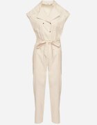 unigirl Salopetă Bej din viscoză cu croială tip cămașă cu cordon legat și capse Sepalisa