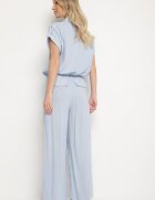 unigirl Set Albastru Din viscoză Cămașă cu Buzunare Decorative și Pantaloni Rinesella