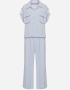 unigirl Set Albastru Din viscoză Cămașă cu Buzunare Decorative și Pantaloni Rinesella