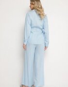 unigirl Set Albastru din Viscoză Cămașă Strânsă în Talie și Pantaloni Largi Divellara